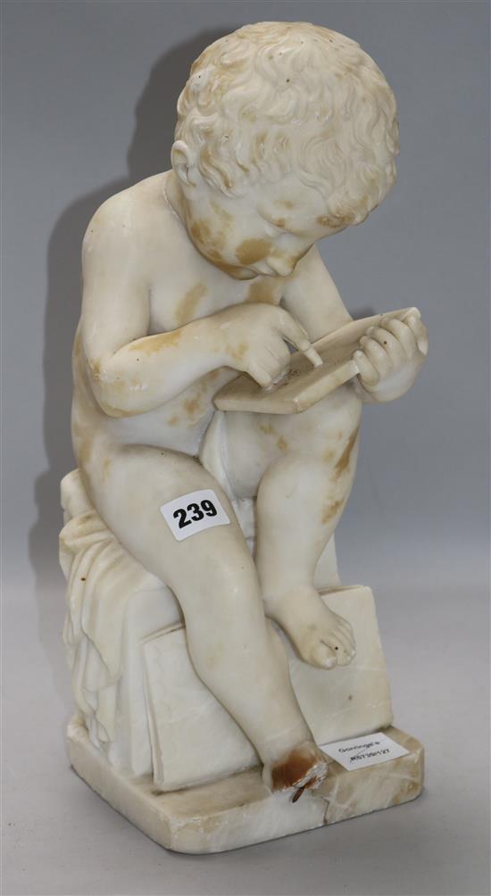 An Italian white marble figure of a putto width 15cm height 42cm (a.f.)